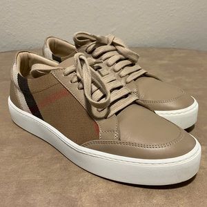 Burberry House Check And Leather Sneakers